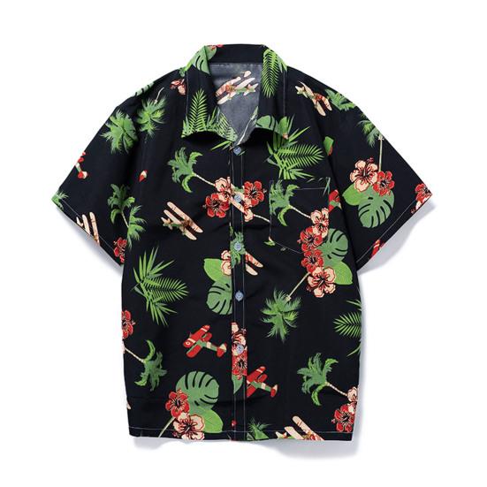 Herreskjorte Bananmønster Enkeltspent Sommer Hawaiisk Knapper Skjorte for Fest