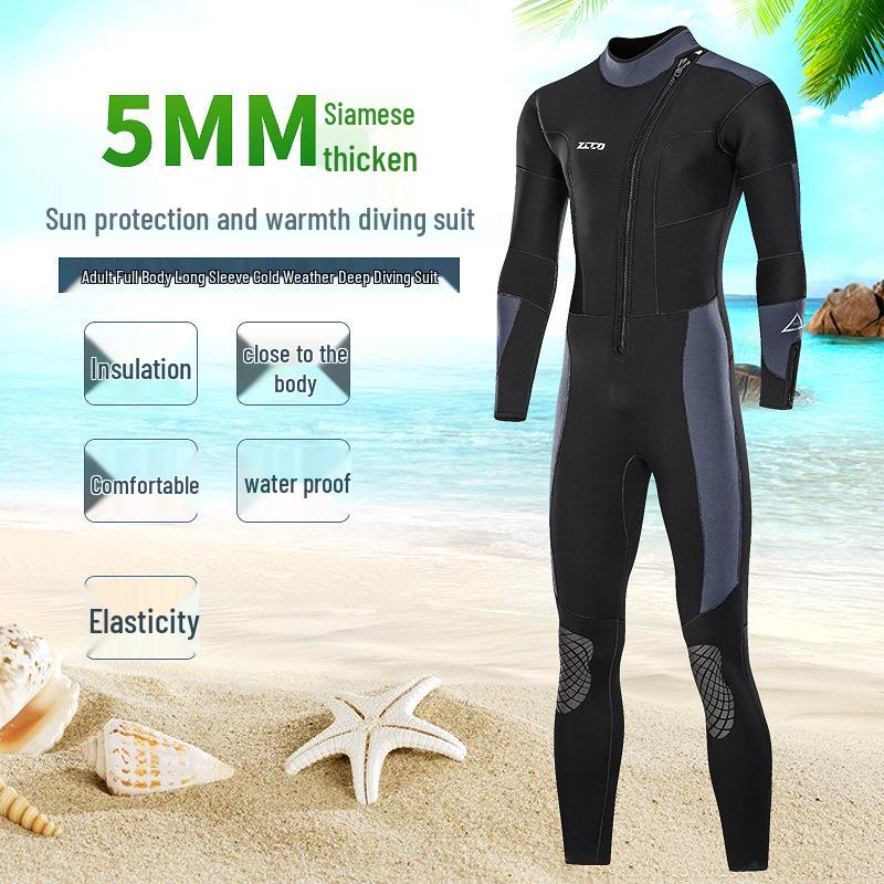 ZCCO 5mm Herren Ganzkörper-Neoprenanzug: Warmer Taucher-, Winterbade-, Surf-, Schnorchelanzug