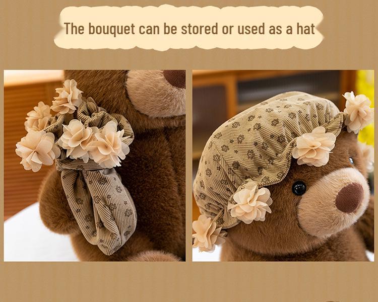 Cute Cartoon Hairband Teddy Bear Plush for Valentine's Confession Gift