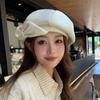 Bow Beret Korean Hat Female Autumn Big Head Circumference Showing Face Small Octagonal Newsboy Hat Painter Hat