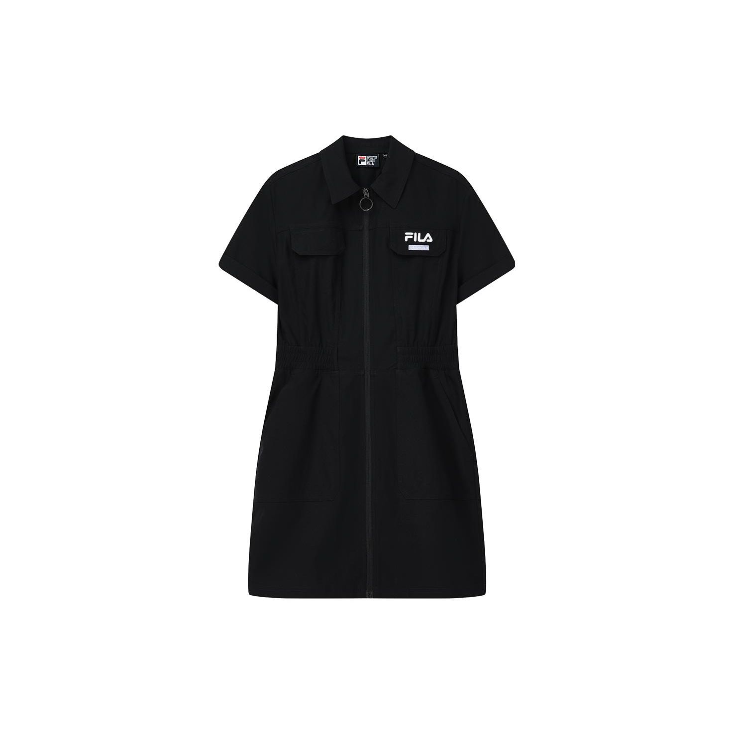 

FILA French Style Solid Color Fashion Casual Open-Front Short Sleeve Dress Women dresses Black F11W329323A-BK S