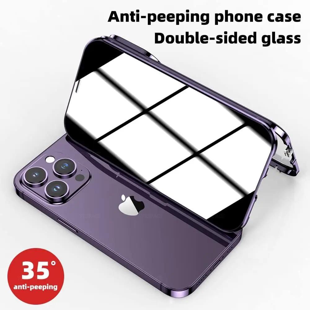 Anti-spionage Privacy Gehard Glas met Lensbescherming Magnetische Adsorptie Hoesje Voor iPhone 16 15 14 Plus 13 12 11 Pro Max