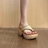 Soft leather version~ New holiday style woven soft-soled Roman toe slippers women's summer thick-soled outer wear new sandals