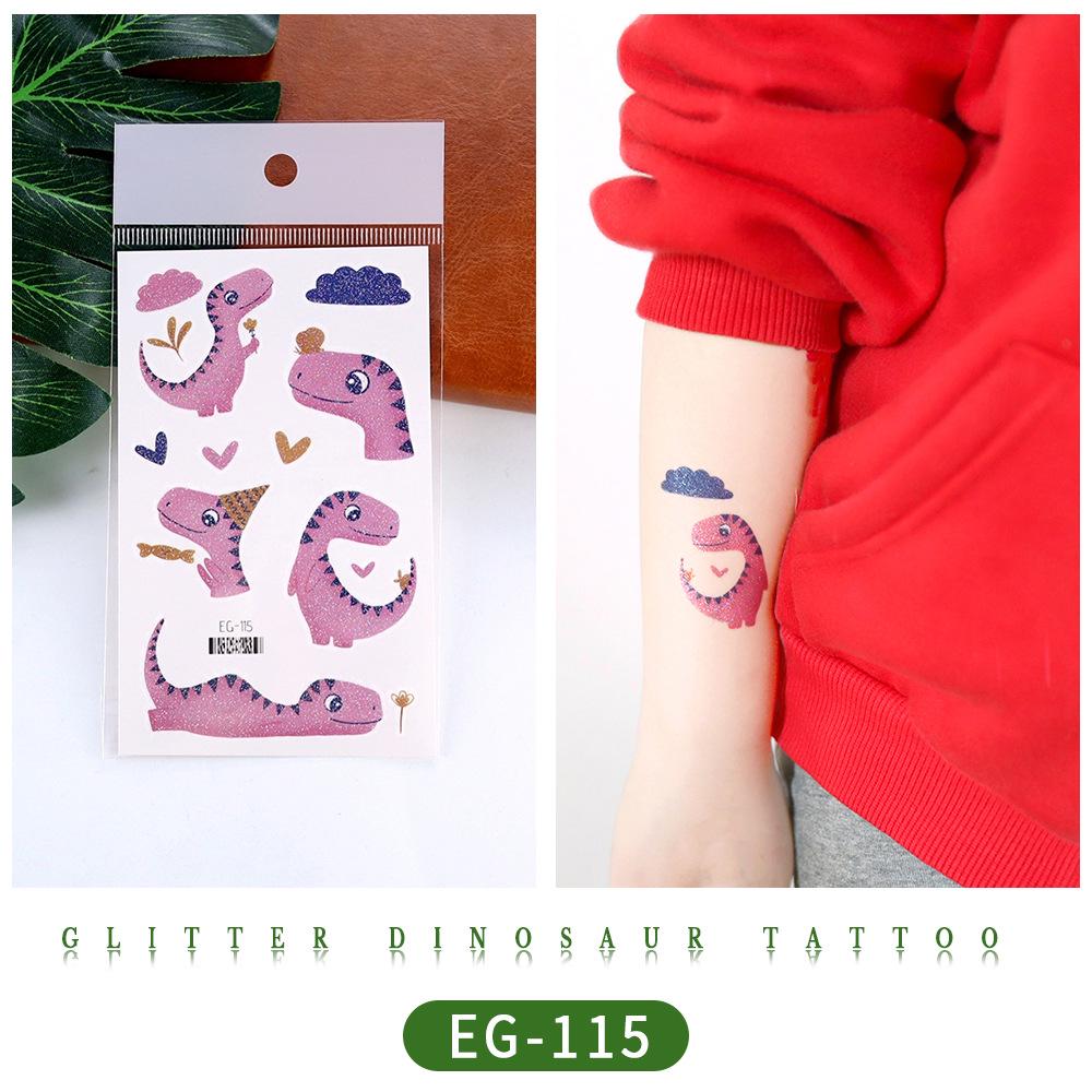 Ruikalong Glitter Animal Tattoo Stickers for Kids - Cartoon Dinosaurs, Water Transfer