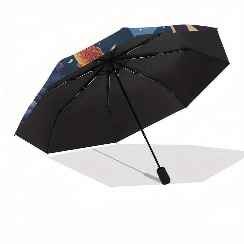 "Yin-Yang Fish Sunset Clouds Circular Art Print"Umbrella, Portable 3-Fold Compact Umbrella for Men & Women ES44