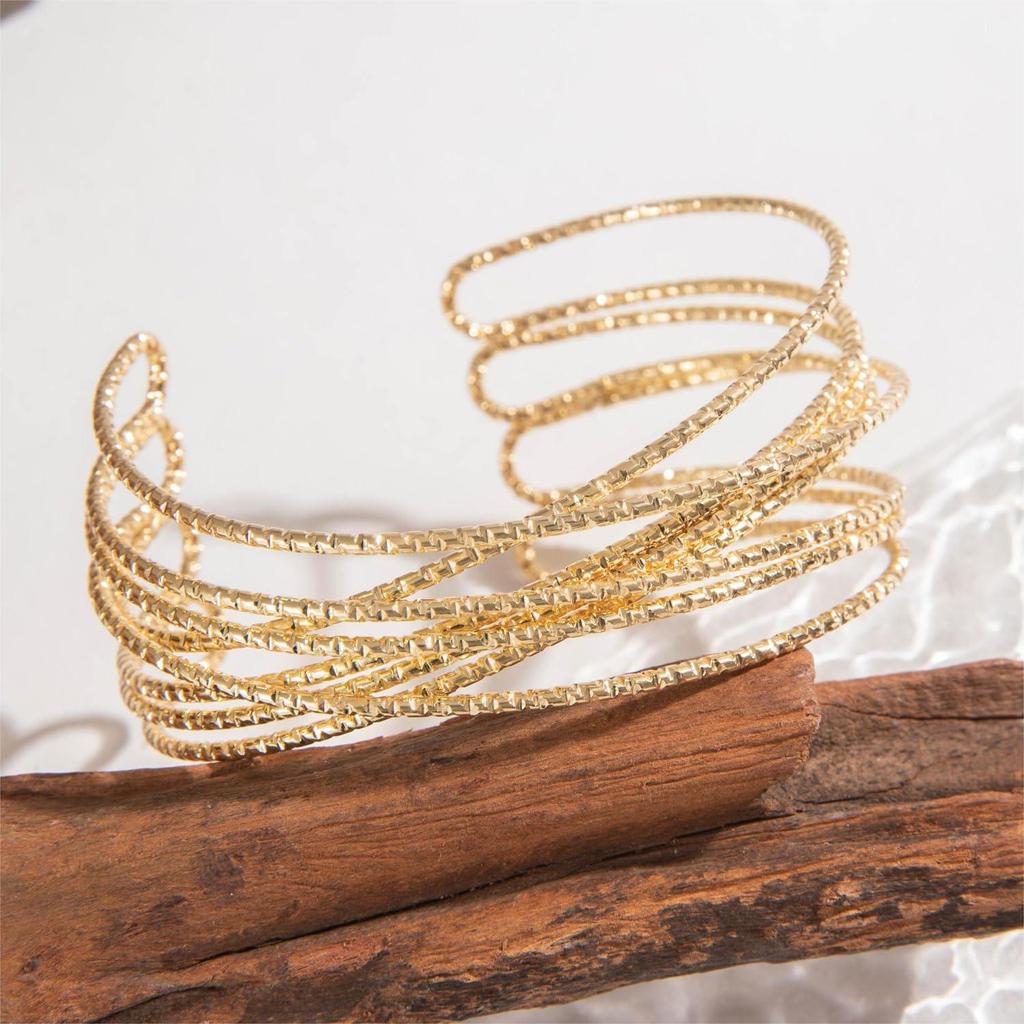 Vergoldeter Stilvoller Kada Armreif Manschettenarmreif für Frauen