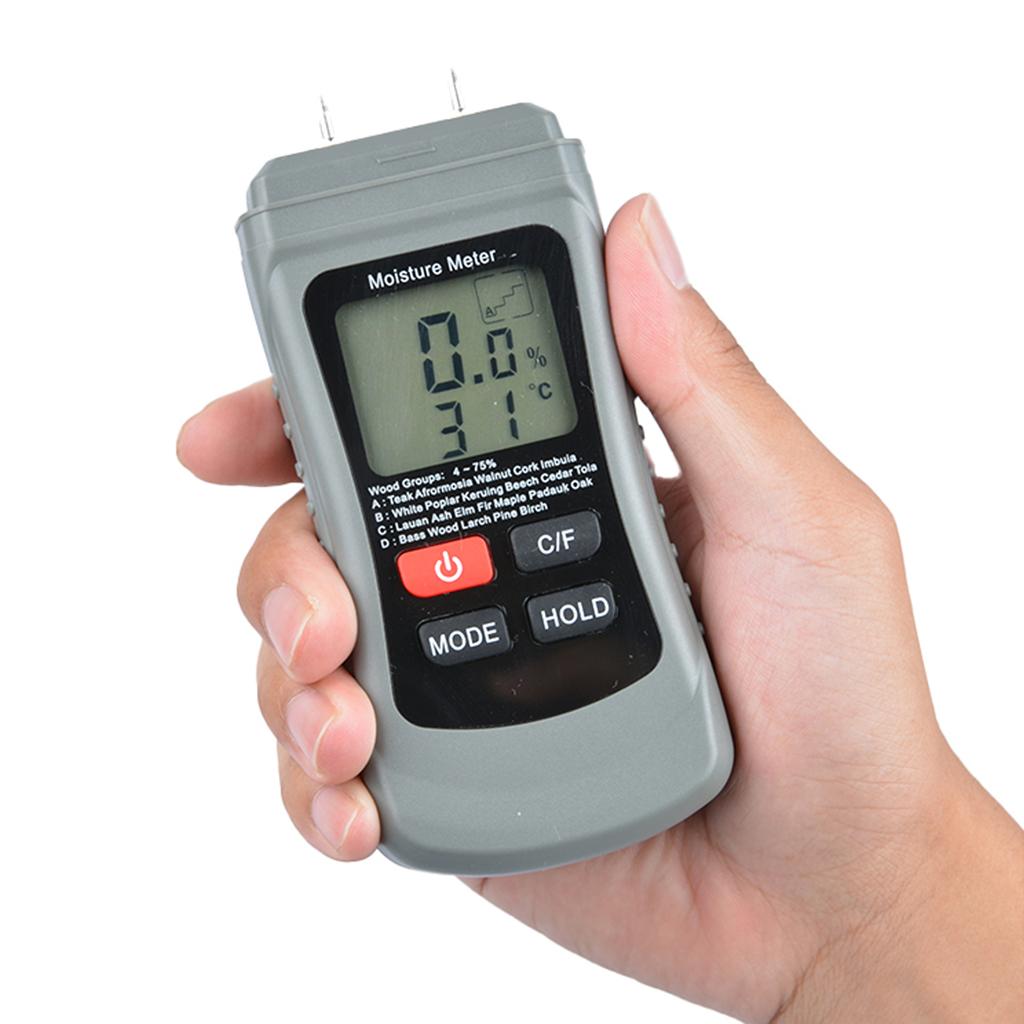Portable Two Pins Digital Wood Hygrometer Humidity Content Tester Moisture Meter Analyzer for Check Firewood/Drywall Dampness