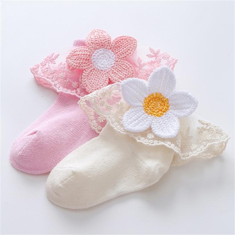 Lace Socks for Baby Toddler Girls Princess Short Socks Embroidery Lace Socks 0-3Year Girl Photo Props Summer Thin Socks