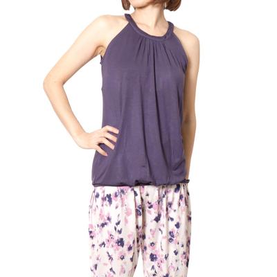 Ein Yoga Tasse Drapiert Amerikanische Capri Lila Pane(t) Damenbekleidung, Tanktop,
