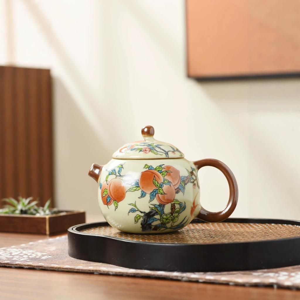 Ru kiln Jiutao series beam pot, teapot, tea maker, household ceramic tea set, tea maker, single pot opening can raise teapot