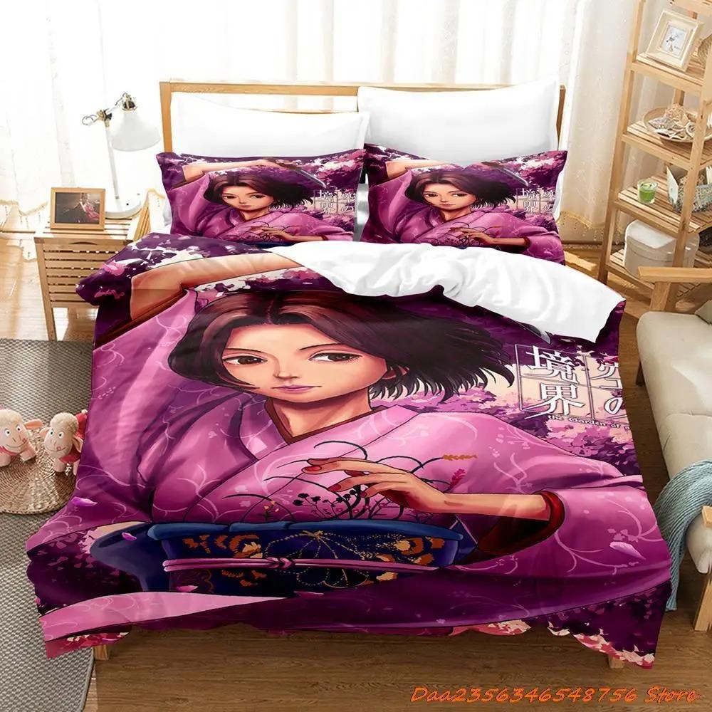 Kara No Kyoukai Bedding Set Cartoon Anime Three-piece Set Adult Kid Bedroom Duvetcover Sets 3D Kawaii Letto Matrimoniale