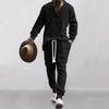 Mens V-Neck Jacquard Knit Sweater Casual Pants Set Outfit Teens Young Adults