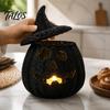 Festliche Kürbisdekoration Halloween Gruselige Aufbewahrungsbox, Harz Jack-O'-Lantern Teelichthalter, Hohl für Tischdekoration Partyhalter