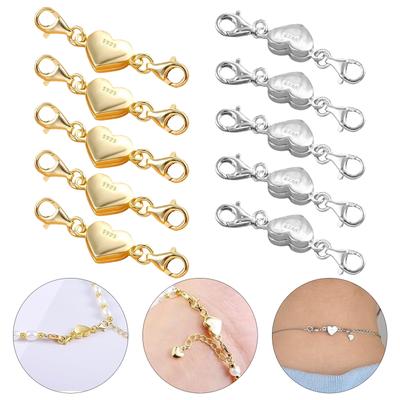 10 Pièces Convertisseurs de Fermoirs Magnétiques pour Bijoux Sécurisés Plaqué Or et Argent Accessoire Portable pour Fixation Rapide