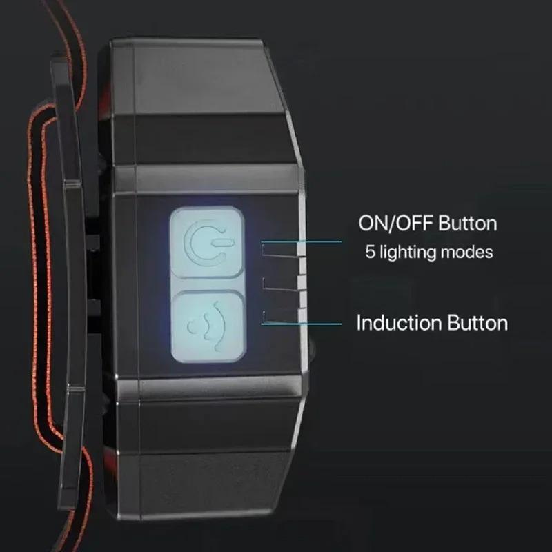 LED Multifunctional Strong Bald Light Wave Sensing Headlight Ultra Long Endurance Outdoor Emergency Lighting Work Light