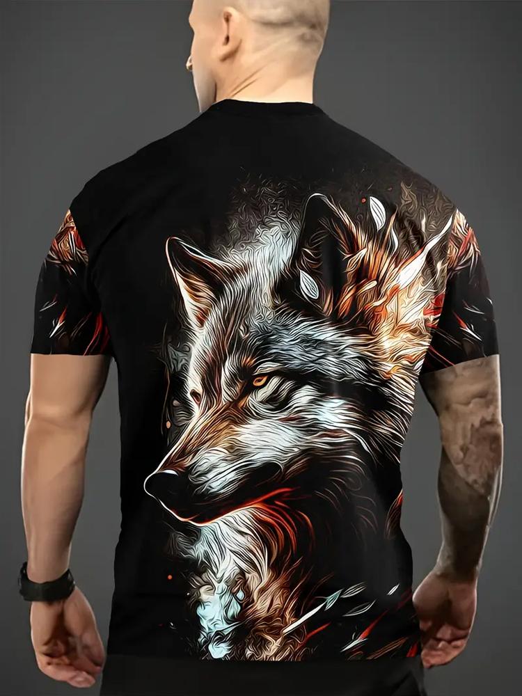 Men's Casual Streetwear T-Shirt Print Polyester Round Neck Short Sleeve Tops
