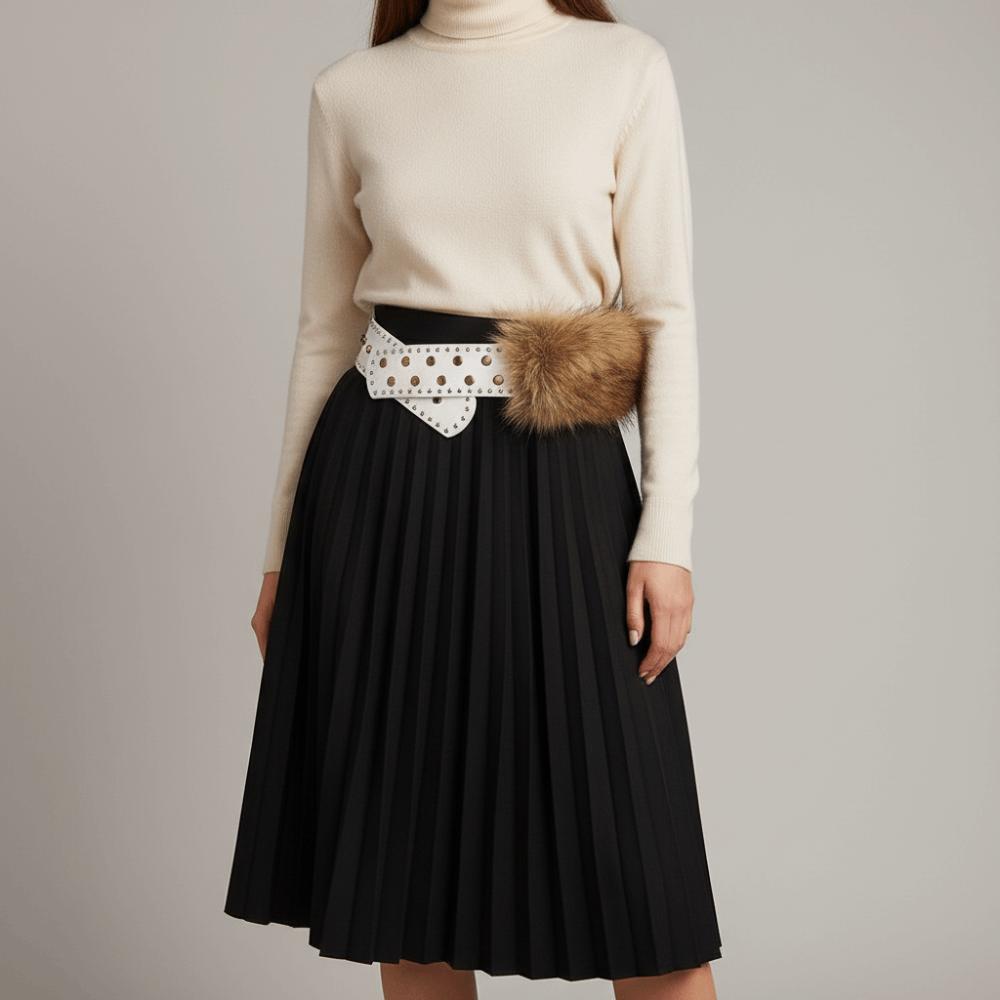 Retro Leder Fell Gürtel Niete Y2K Taillenband Mode Punk Stil Gürtel Hosen Accessoires