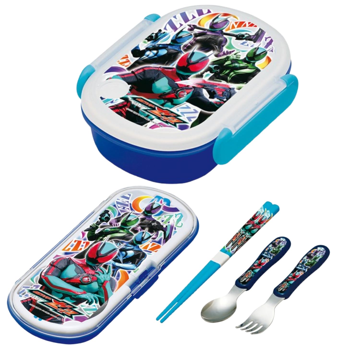 

Kamen Rider Zetts Bento Box, 350ml, with Spoon, Fork, and Chopsticks Set, Microwave and Dishwasher Safe, Stainless Steel Trio Set, Suitable for