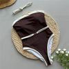 Brown Strapless Sexy Swimsuit Women One Piece Swimwear 2025 White Edge Metal Ring Belt High Cut Bathing Swimming Suit Monokini