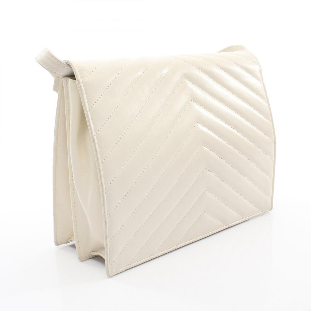 Used YVES SAINT LAURENT Shoulder Bag Leather White Used Women