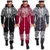 Men's   Winter Casual Hoodie Print Christmas Zipper Print Jumpsuit