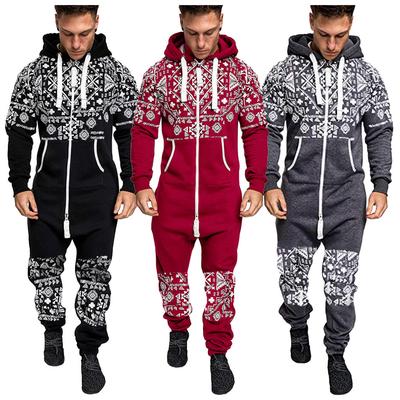 Herren Winter Freizeit Kapuzenpullover Print Weihnachten Reißverschluss Print Jumpsuit