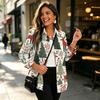 Women's Christmas Print Button Cardigan Long Sleeve Loose Fit Casual Shirt Top