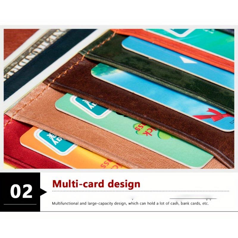 Genuine Leather Bifold Wallet, Vintage Colorblock Coin Purse, Retro Patch Work Credit Card Holder