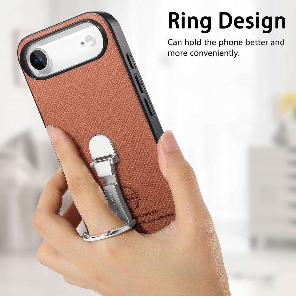 CASENEO BW-12 For iPhone 17 Air Case Folding Kickstand Twill Texture Leather Back Cover