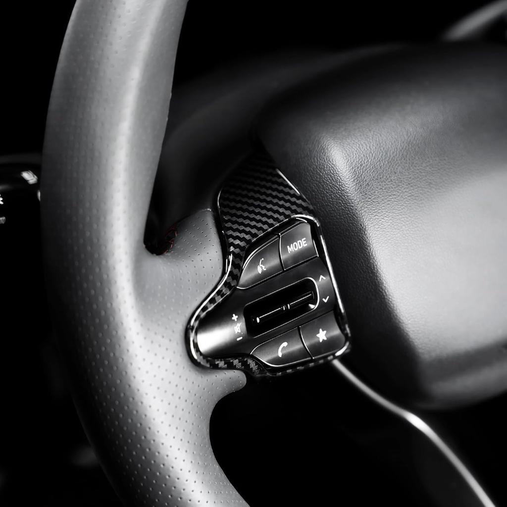 Carbon Fiber Style Steering Wheel Trim Control Button Cover Compatible with Hyundai Veloster JS N line 2019-2022 Hyundai Kona N hyundai i30 2017-2022