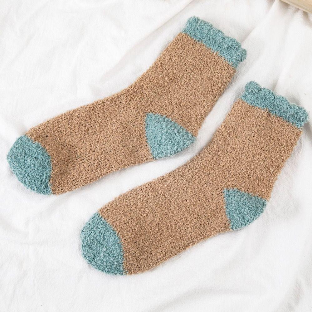 5Pairs Thickened Floor Plush Socks Winter Warm Boat Socks Women Coral Fleece Socks  For Female Men