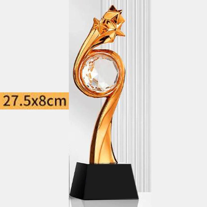 Individuell Kreative Flügel Goldene Ähre Weizenähre 5 Sterne Harzmedaille, Auszeichnung für hervorragende Mitarbeiter, Heimdekoration Kristallpokal 1 Stück