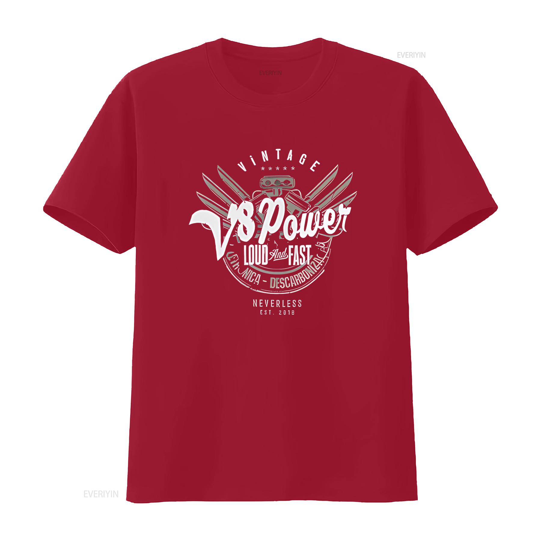 

Mens Vintage V8 Power Loud And Fast Neverless T Shirt Est 2018 vintage Washed Stylish graphic designer clothes homme fashion S
