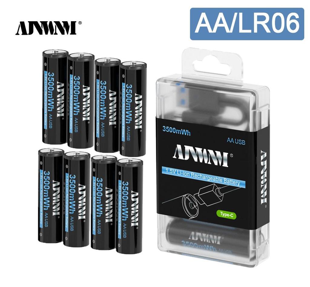AJNWNM New 1.5V AA Li-ion Battery 3500mwh Li-Polymer USB Rechargeable Lithium USB Battery AA with USB Charging Function