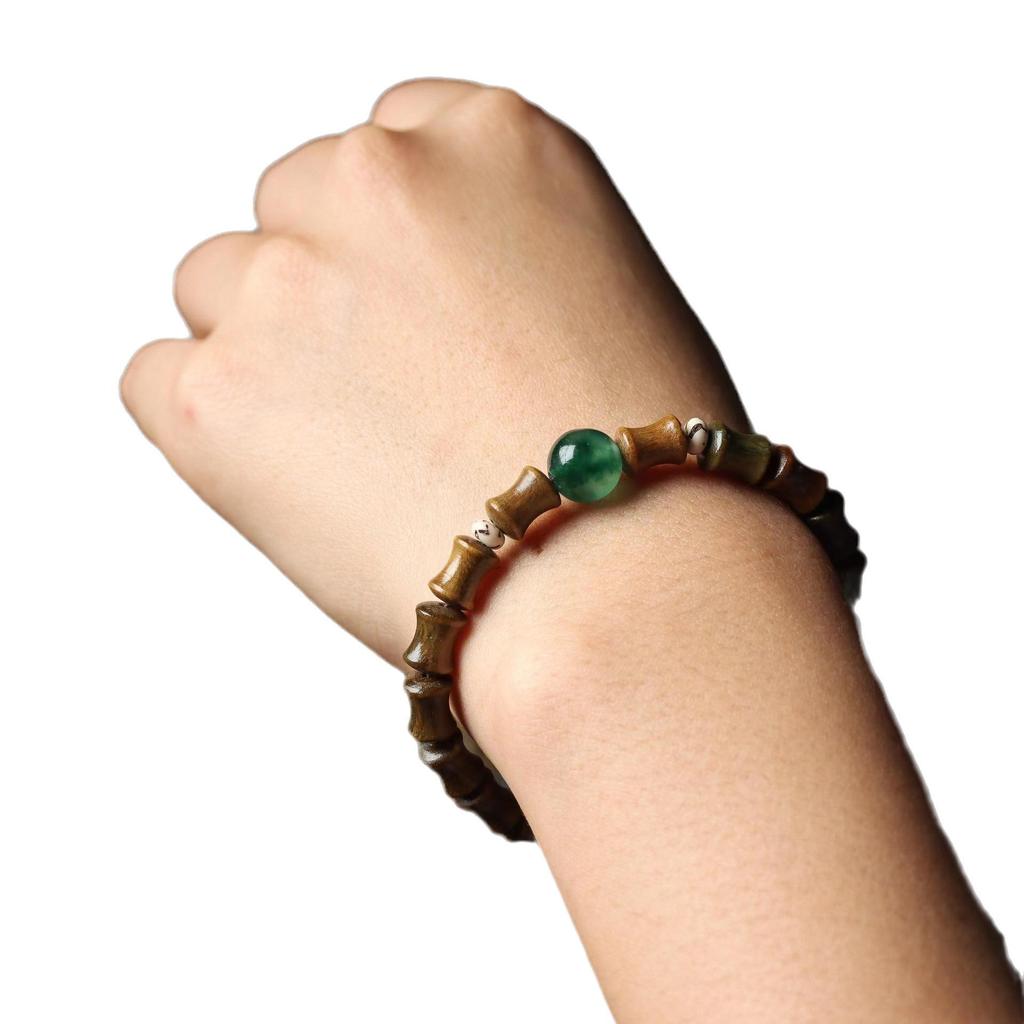 Exquisite Green Sandalwood Bracelet with Green Beads: Rising Step by Step – Popular Live Broadcast Item