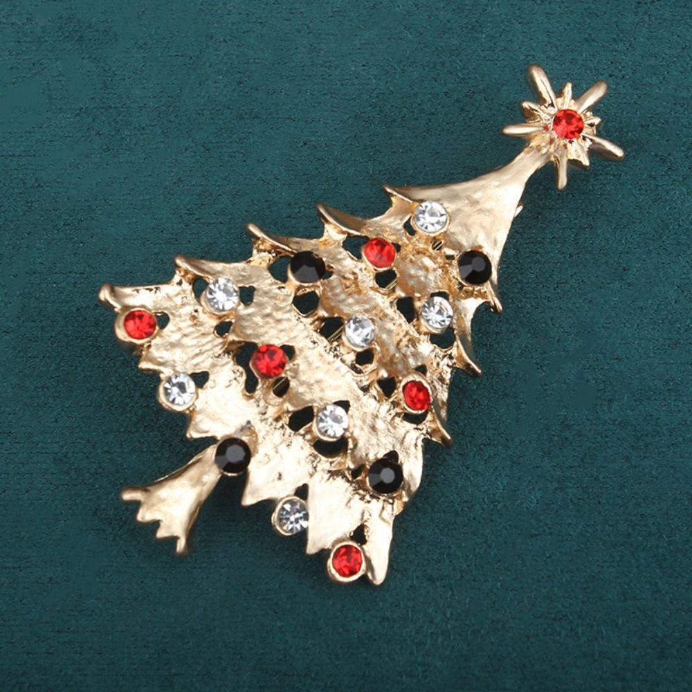 Korean Style Enamel Rhinestone Brooches Santa Claus Christmas Tree Brooch Christmas Brooch  Gift