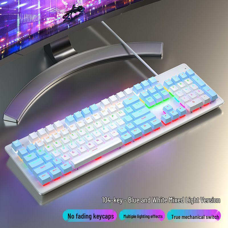 87/104 Key Mechanical Keyboard with Blue, Black, Red, Brown Switches for Gaming and Typing - Wired Universal for Desktop/Laptop