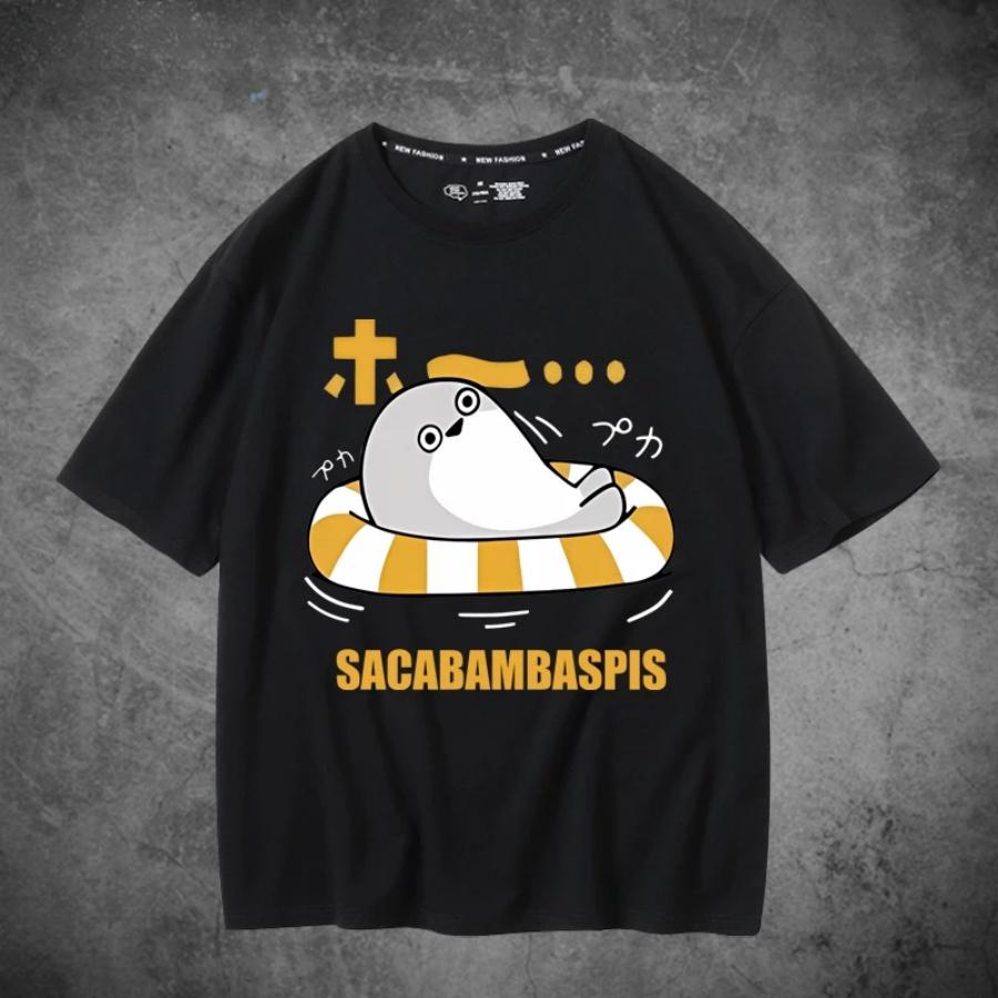 

Sacabambaspis emoji T-shirt summer 100% cotton men s breathable T-shirt street trend casual loose short-sleeved T-shirt XXXXXL чорний