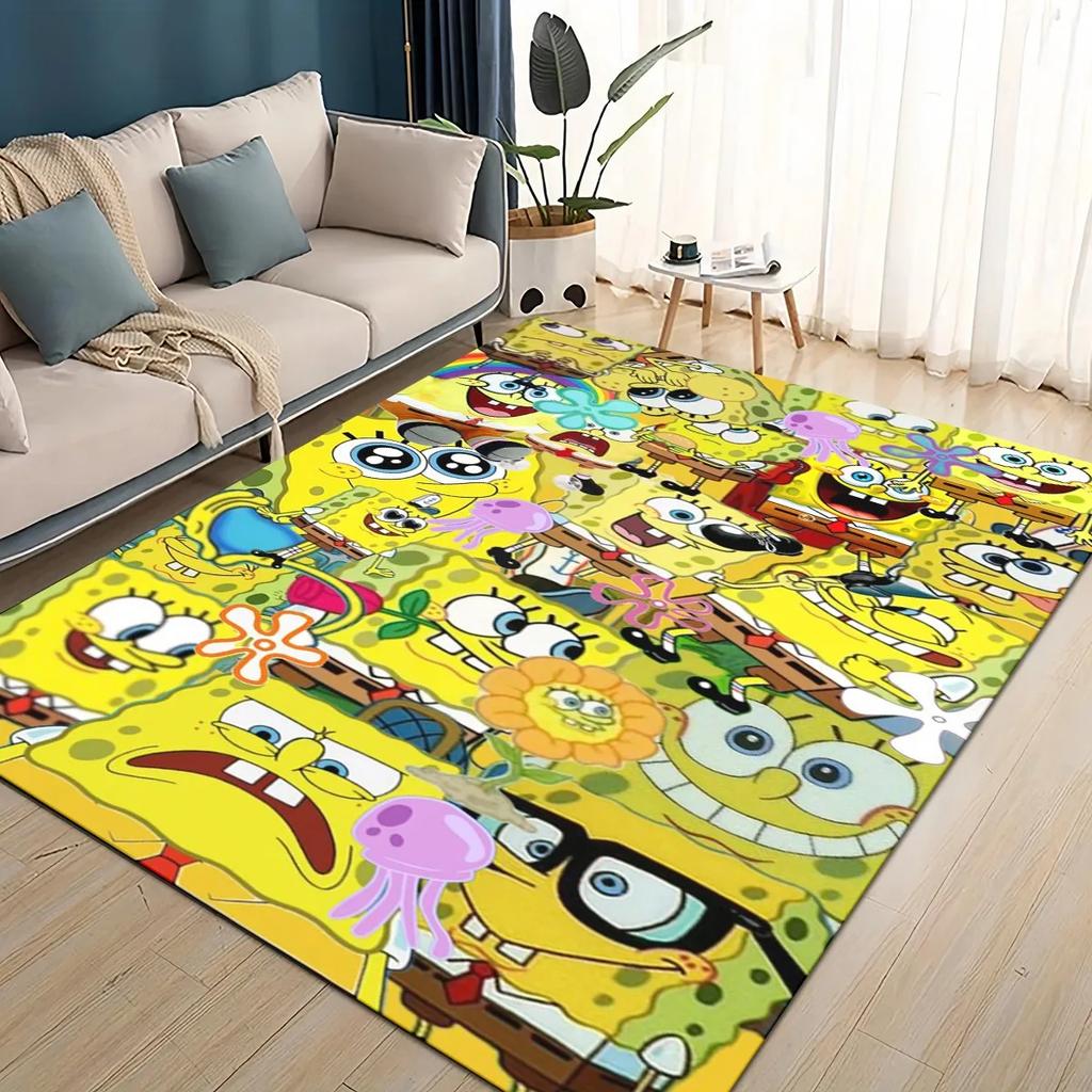 3D Cartoon S-SpongeBob Funny Area Rug,Carpet Rug for Living Room Bedroom Sofa Doormat Decoration,kids Non-slip Floor Mat