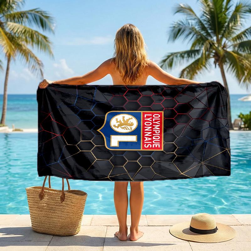 Lyon FC Print Quick Dry Beach Towel Microfiber Absorbent Portable Travel Swimming Towel