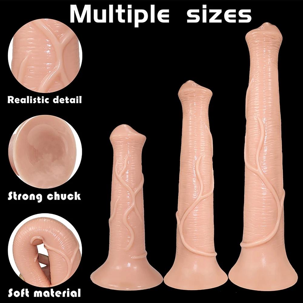 Horse Dildo Anal Plug Soft Penis Anal Dilator with Suction Cup Phallus Butt Plug Stimulate Vagina Anus Dick Sex Toys