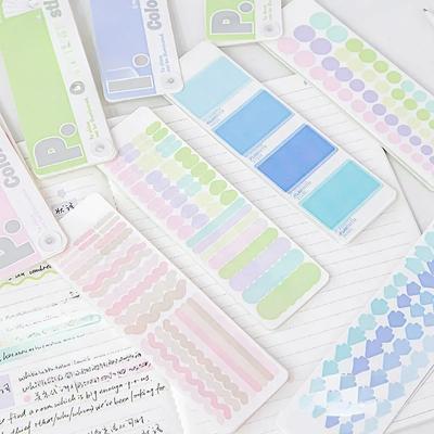 Multiple Shapes Student Sticky Note Creative Design Minimalism Solid Color Study Memo Pad DIY Decor Scrapbook Journal Sticker