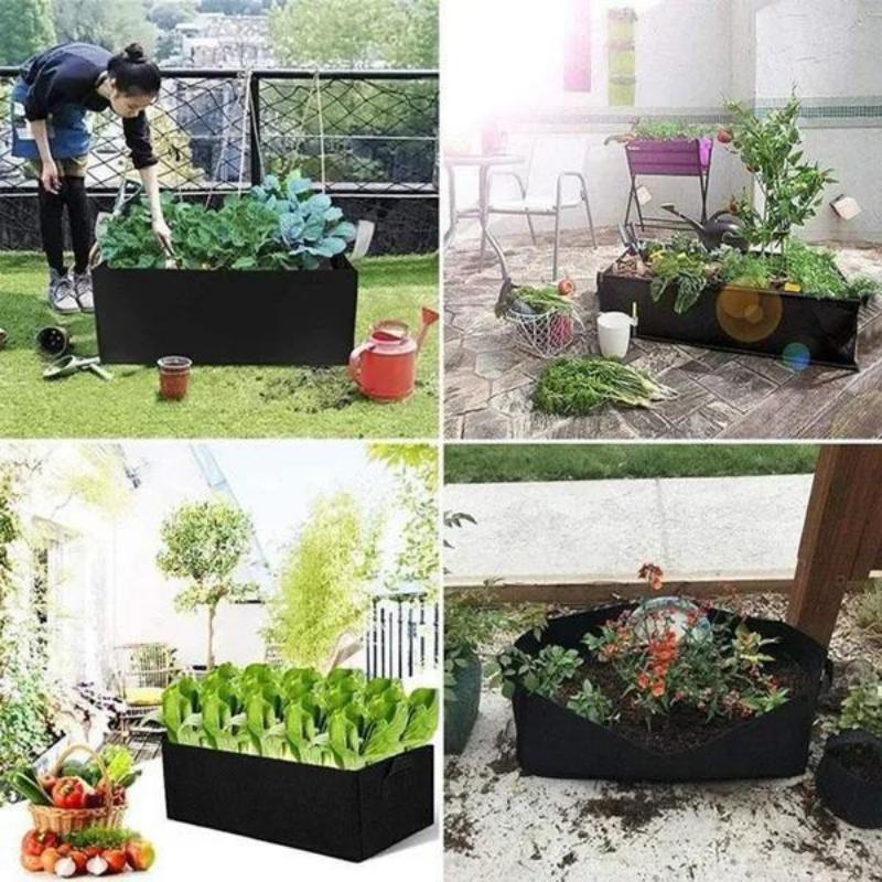 Hochbeet aus Stoff, quadratischer Filz-Garten-Blumen-Wachstumsbeutel, Gemüse-Pflanzbeutel, Pflanztopf mit Griffen, Pflanzbeutel