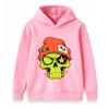 Kids Boys Girls Cozy Pullover Hoodie, Cool Cartoon Green Skull With Orange Beanie Star Graphic Casual Long Sleeve Hooded Sweatshirt For  Streetwear