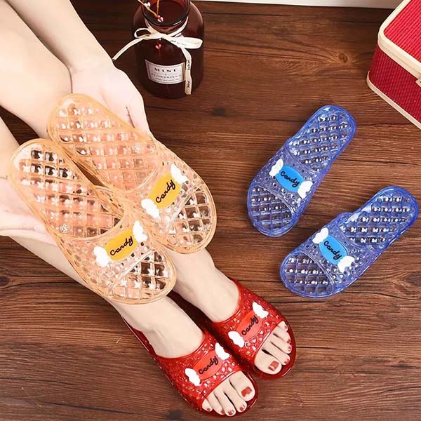 WTEMPO PVC Summer Flat Heel Breathable Cool Thick Slippers Women Large Size Casual Non Slip Wear-resistant Slippers