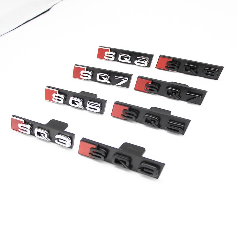 Car Front Grille Emblem ABS SQ Badge For F2 SQ3 SQ5 SQ7 SQ8 Logo Auto Stylin Sticker Decorative Modification Accessories