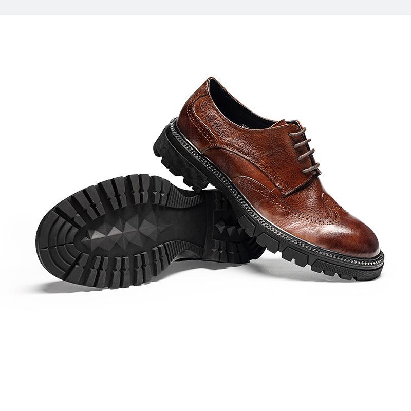 

Мужские кожаные туфли из натуральной кожи, деловые, повседневные, для увеличения роста, с большой круглой головкой, из коровьей кожи, с мягкой подошвой и мягкой поверхностью 44