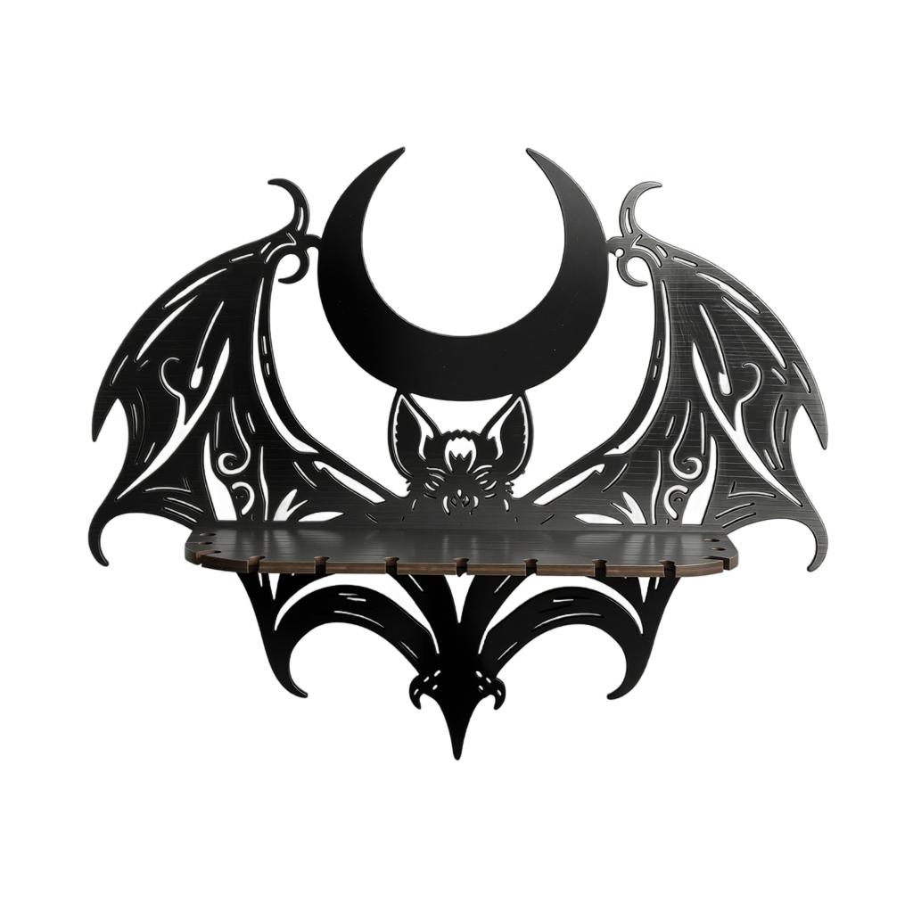 Wooden Wall Mounted Display Shelf Bat Shape Design Decorative Storage Rack for Seasonal Home Organization and Display
