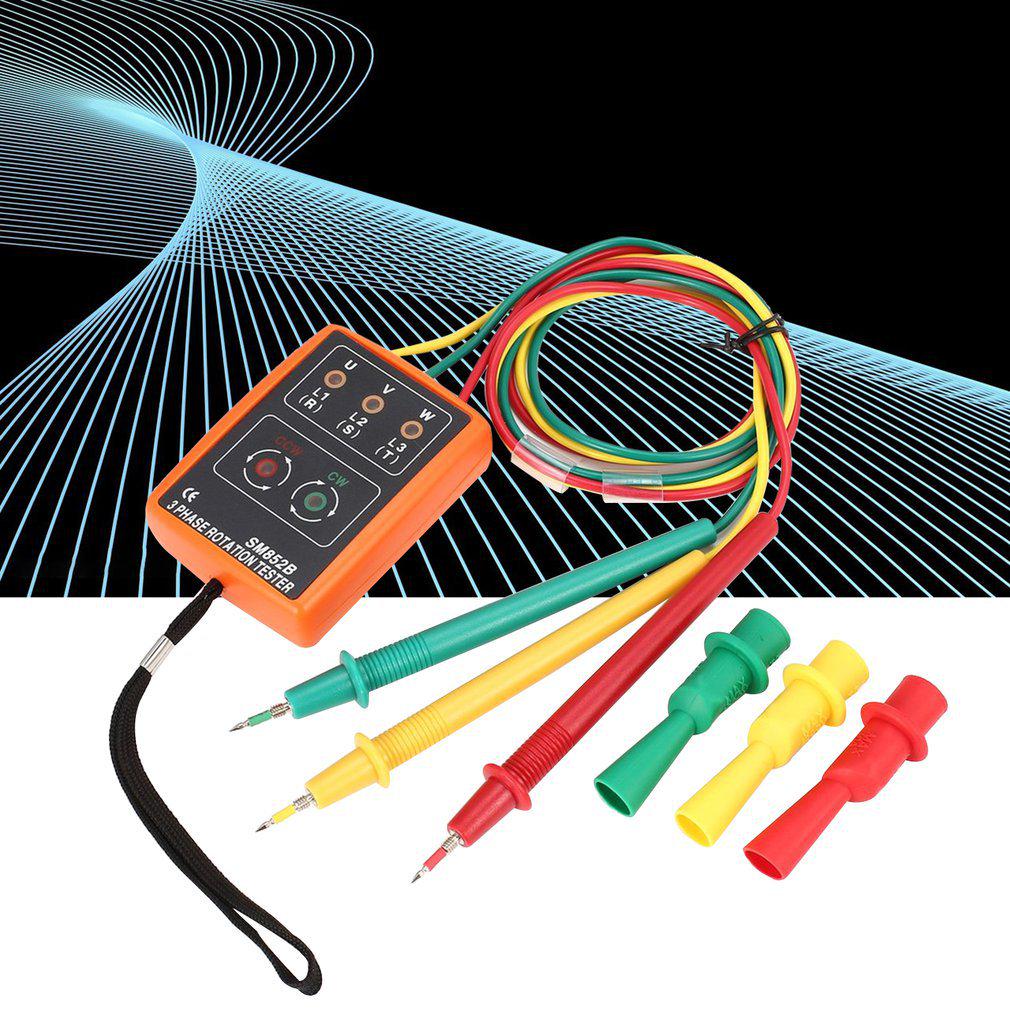 Sm852b 3-phase Rotation Tester Digital Phase Indicator Detector Led Buzzer Phase Sequence Meter 60vxefxbdx9e600v Ac