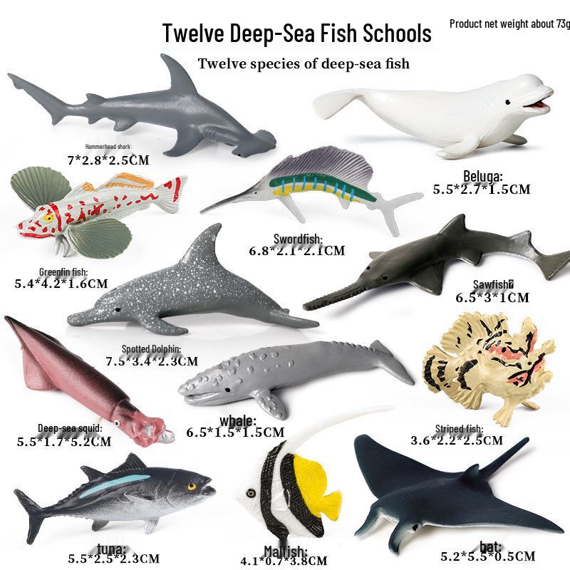 Children's Early Education Ocean Fish Model Toy: Megalodon, Whale Shark, Tuna